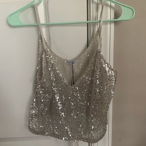 NWT Zara sequin tank crop